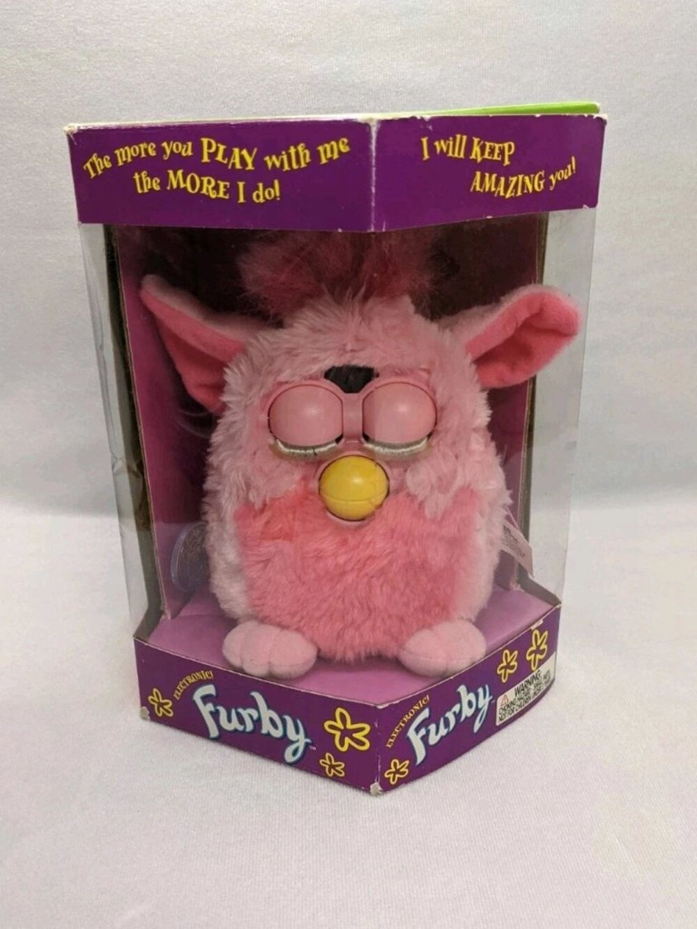 Vintage 1998 - 1999 Rare Flamingo Pink FURBY Tiger Electronics With Box And Tag